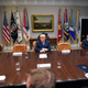 President Donald Trump speaks to the media as Senate Majority Leader Mitch McConnell and Speaker of the House Paul Ryan look on during a meeting with congressional leadership in the Roosevelt Room at the White House in Washington, D.C., on Nov. 28, 2017. (Kevin Dietsch-Pool/Getty Images)
